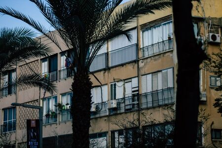 Tel Aviv Israel December 10, 2019  View of the facade of a modern building in the streets of Tel Aviv in the afternoonの写真素材