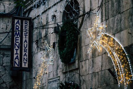 Jerusalem Israel December 11, 2019 View of the facade of building in the Old city of Jerusalem in the afternoonの写真素材