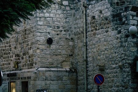 Jerusalem Israel December 11, 2019 View of the facade of building in the Old city of Jerusalem in...