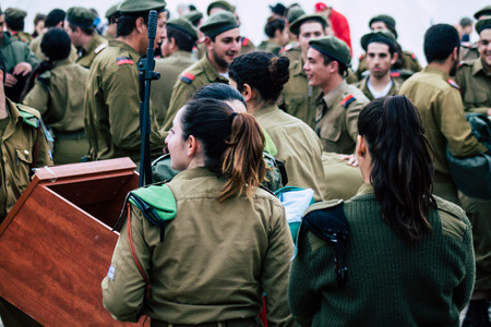 Jerusalem Israel December 11, 2019 View of Israeli soldiers standing front the Western Wall of the...