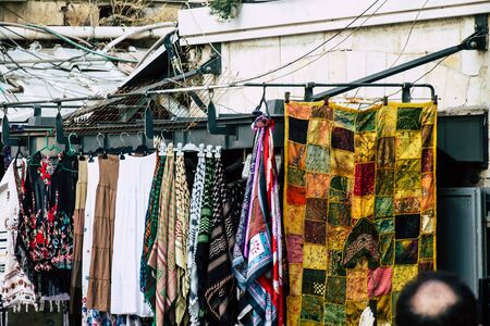 Jerusalem Israel December 17, 2019 View of various decorative objects sold in a souvenirs shop at the bazaar of the Old city of Jerusalem in the morningの写真素材