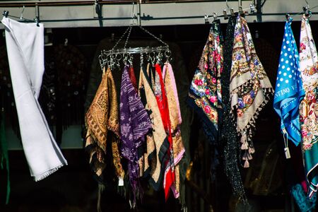 Jerusalem Israel December 17, 2019 View of various decorative objects sold in a souvenirs shop at the bazaar of the Old city of Jerusalem in the morningの写真素材