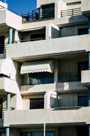 Tel Aviv Israel December 22, 2019 View of the facade of a modern building in the streets of Tel Aviv in the afternoonの写真素材