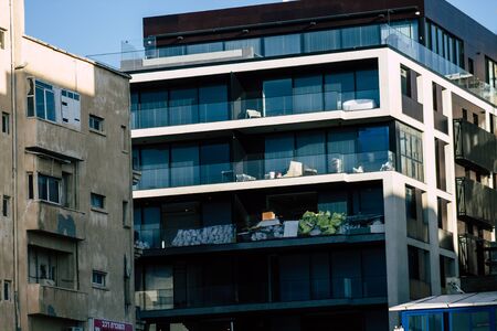 Tel Aviv Israel December 22, 2019 View of the facade of a modern building in the streets of Tel Aviv...