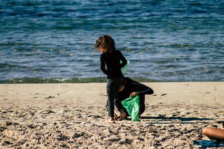 Tel Aviv Israel December 22, 2019 View of unidentified people having fun on the beach of Tel Aviv in the afternoonの写真素材