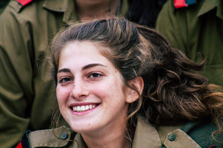Jerusalem Israel December 11, 2019 View of Israeli soldiers having fun front the Western Wall of the old city of Jerusalem on the eveningのeditorial素材