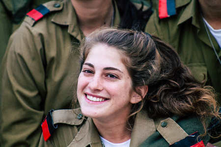 Jerusalem Israel December 11, 2019 View of Israeli soldiers having fun front the Western Wall of the old city of Jerusalem on the eveningのeditorial素材