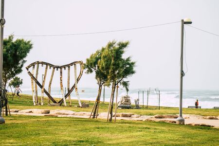Tel Aviv Israel December 25, 2019 View of the Charles Clore Park in Tel Aviv one afternoon in winterの写真素材