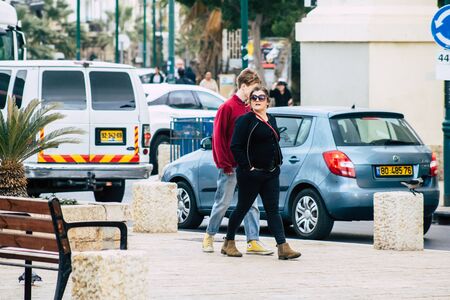 Tel Aviv Israel December 25, 2019 View of unidentified people walking in the streets of Tel Aviv in...