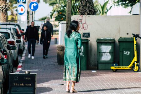 Tel Aviv Israel December 25, 2019 View of unidentified people walking in the streets of Tel Aviv in...