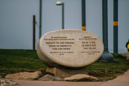 Tel Aviv Israel December 25, 2019 View of the Charles Clore Park in Tel Aviv one afternoon in winterのeditorial素材