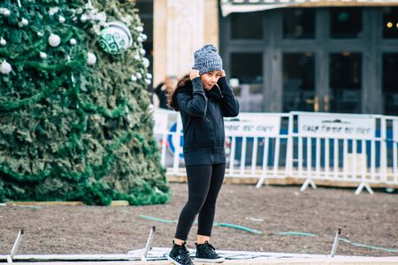 Tel Aviv Israel December 25, 2019 View of unidentified people walking in the streets of Tel Aviv in the afternoonのeditorial素材