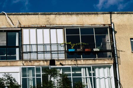 Tel Aviv Israel December 30, 2019 View of the facade of a modern building in the streets of Tel Aviv in the afternoonの写真素材