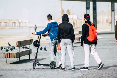 Tel Aviv Israel December 25, 2019 View of unidentified people walking on Herbert Samuel Promenade in...