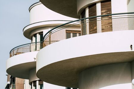 Tel Aviv Israel December 30, 2019 View of the facade of a modern building in the streets of Tel Aviv in the afternoonの写真素材