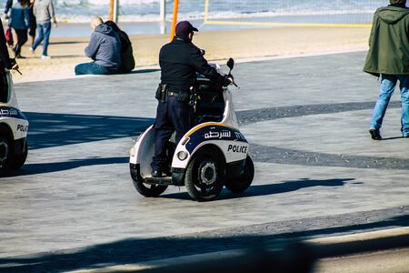 Tel Aviv January 01, 2020 View of a Israeli police motorcycle in the streets of Tel Aviv in the...
