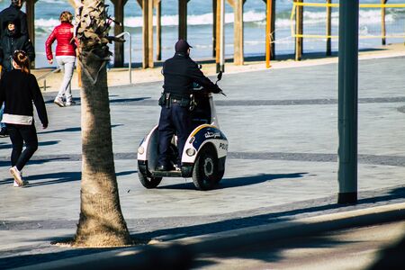 Tel Aviv January 01, 2020 View of a Israeli police motorcycle in the streets of Tel Aviv in the...