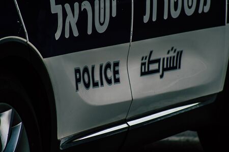 Tel Aviv January 01, 2020 View of a Israeli police car in the streets of Tel Aviv in the afternoon
