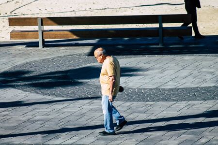 Tel Aviv Israel January 06, 2020 View of unidentified people walking on Herbert Samuel Promenade in Tel Aviv in winterの写真素材