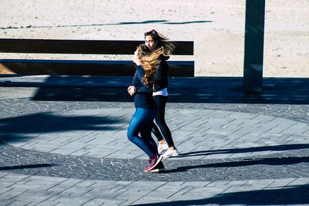 Tel Aviv Israel January 06, 2020 View of unidentified people running on Herbert Samuel Promenade in Tel Aviv in winterのeditorial素材