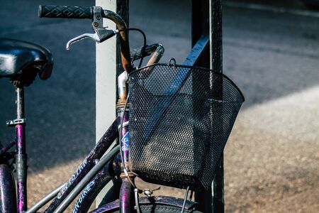 Tel Aviv Israel January 10, 2020 Closeup of a bicycle parked in the streets of Tel Aviv in the morningの写真素材