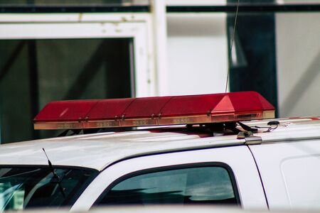 Tel Aviv Israel January 08, 2020 View of a Israeli ambulance rolling in the streets of Tel Aviv in the afternoonの写真素材