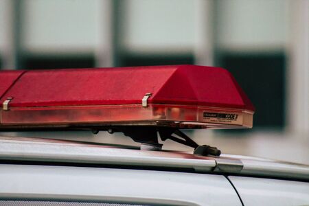 Tel Aviv Israel January 08, 2020 View of a Israeli ambulance rolling in the streets of Tel Aviv in the afternoonの写真素材