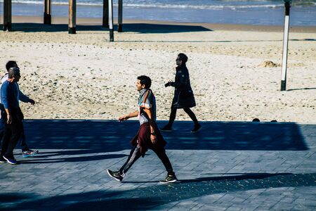 Tel Aviv Israel January 11, 2020 View of unidentified people walking on Herbert Samuel Promenade in...