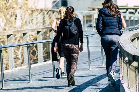 Tel Aviv Israel January 11, 2020 View of unidentified people walking on Herbert Samuel Promenade in...