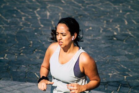 Tel Aviv Israel January 11, 2020 View of unidentified people running on Herbert Samuel Promenade in Tel Aviv in winterのeditorial素材