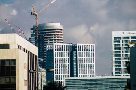 Tel Aviv Israel January 13, 2020 View of modern building in the streets of Tel Aviv in the afternoonの写真素材