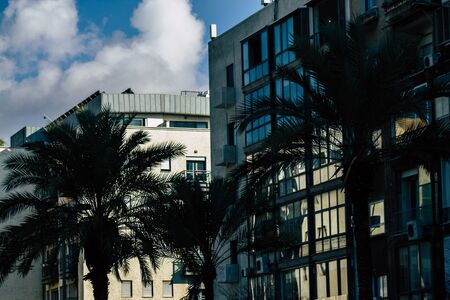 Tel Aviv Israel January 13, 2020 View of modern building in the streets of Tel Aviv in the afternoonの写真素材