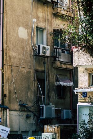 Tel Aviv Israel January 23, 2020 View of a unit air conditioning on a facade of a building in the...