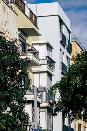 Tel Aviv Israel January 23, 2020 View of the facade of a modern building in the streets of Tel Aviv in the afternoonの写真素材