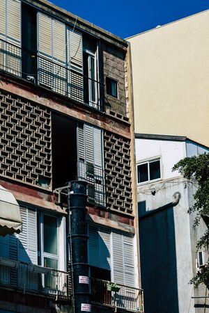 Tel Aviv Israel January 23, 2020 View of the facade of a modern building in the streets of Tel Aviv...