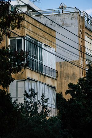 Tel Aviv Israel January 23, 2020 View of the facade of a modern building in the streets of Tel Aviv in the afternoonの写真素材