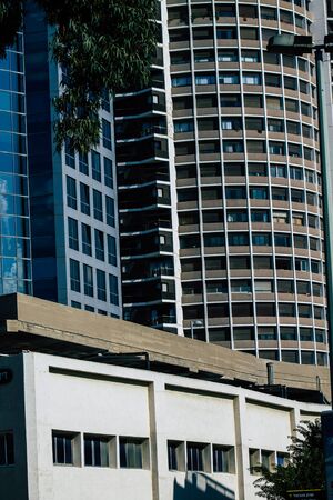 Tel Aviv Israel January 23, 2020 View of the facade of a modern building in the streets of Tel Aviv in the afternoonの写真素材