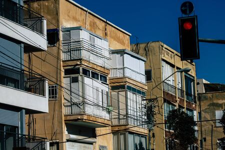 Tel Aviv Israel January 26, 2020 View of the facade of a modern building in the streets of Tel Aviv...