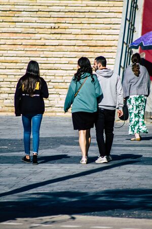 Tel Aviv Israel January 26, 2020 View of unidentified people walking in the streets of Tel Aviv in winterの写真素材