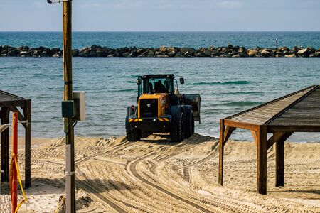 Tel Aviv Israel January 28, 2020 View of unidentified Israeli people working with a engine on the...