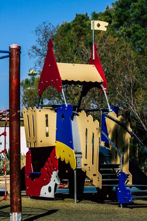 Tel Aviv Israel January 30, 2020 View of a playground for kids in a garden of Tel Aviv in the...