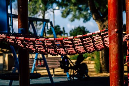 Tel Aviv Israel January 30, 2020 View of a playground for kids in a garden of Tel Aviv in the...