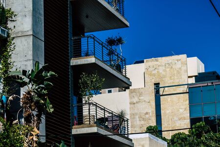 Tel Aviv Israel January 30, 2020 View of the facade of a modern building in the streets of Tel Aviv in the afternoonの写真素材