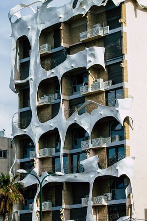 Tel Aviv Israel February 03, 2020 View of the facade of a modern building in the streets of Tel Aviv in the afternoonの写真素材