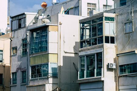 Tel Aviv Israel February 03, 2020 View of the facade of a modern building in the streets of Tel Aviv in the afternoonの写真素材