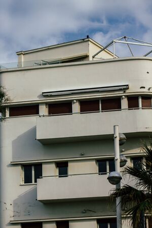 Tel Aviv Israel February 03, 2020 View of the facade of a modern building in the streets of Tel Aviv...