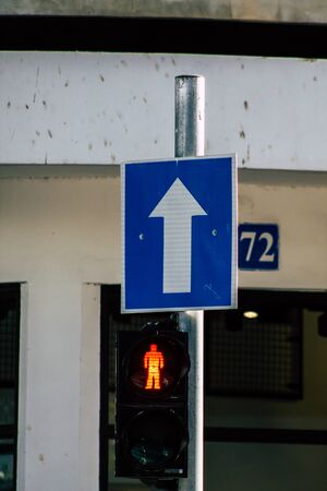 Tel Aviv Israel February 02, 2020 View of street sign in the city of Tel Aviv in the morning