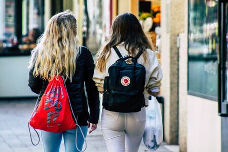 Tel Aviv Israel February 04, 2020 View of unidentified people walking in the streets of Tel Aviv in winterの写真素材