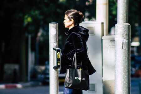 Tel Aviv Israel February 04, 2020 View of unidentified people walking in the streets of Tel Aviv in winterのeditorial素材