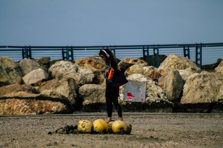 Tel Aviv Israel February 05, 2020 View of unidentified Israeli people having fun on the beach of Tel...